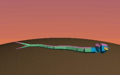 The first Zixxtrixx: a flat horizontal snake with muted colours